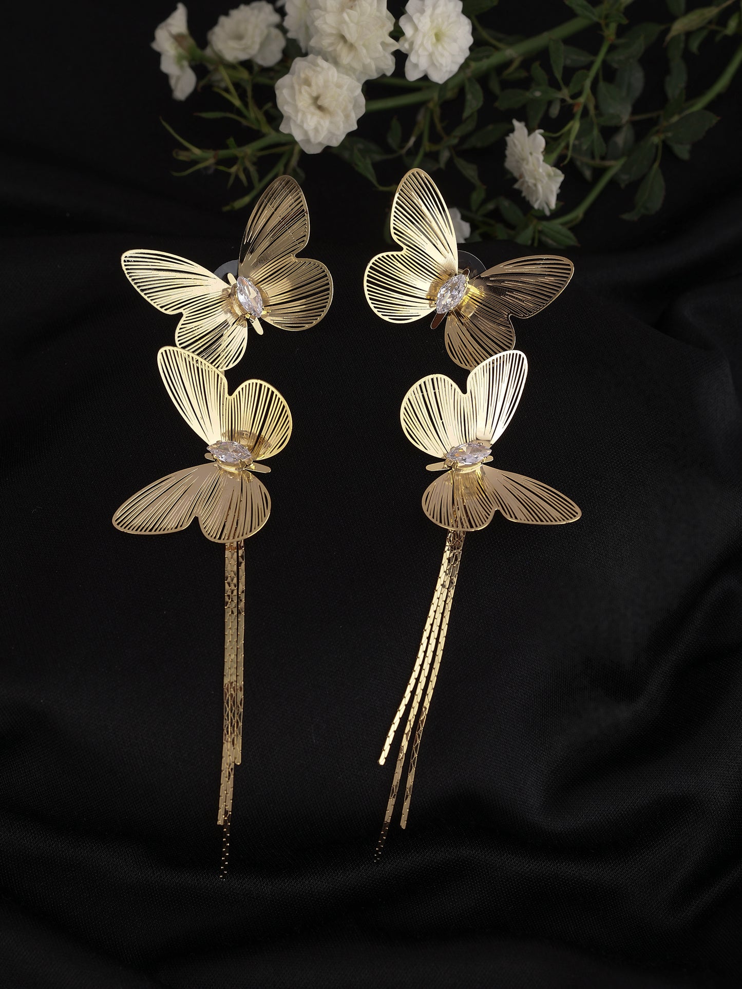 Butterfly Wing Long Drop Earrings