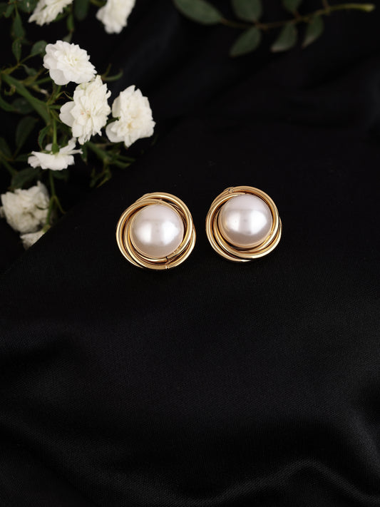 Gold-Plated Pearl Dome Earrings