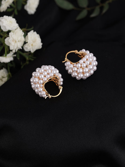 Beaded Pearl Hoop Earrings