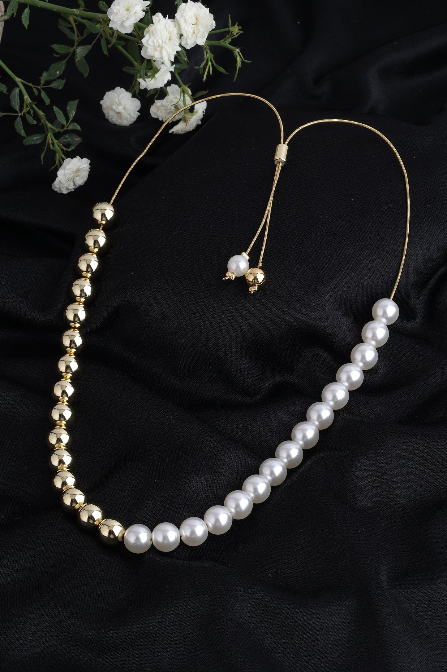 Gold-Plated and Pearl Bead Necklace