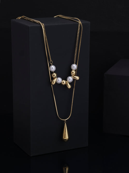 Double Layer Teardrop Pearl Necklace