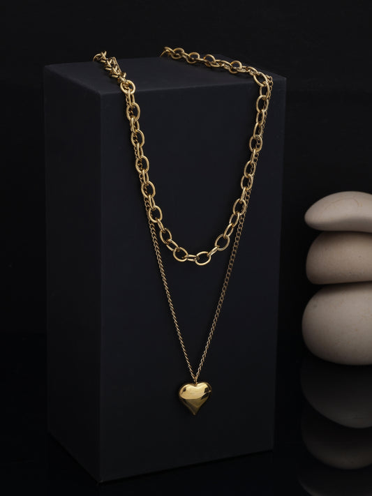 Double Layer Heart Charm Necklace