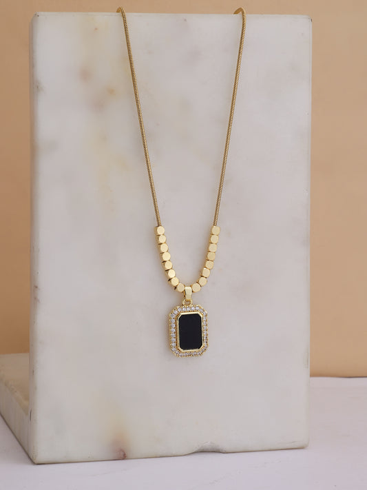 Emerald Cut Black Stone Necklace
