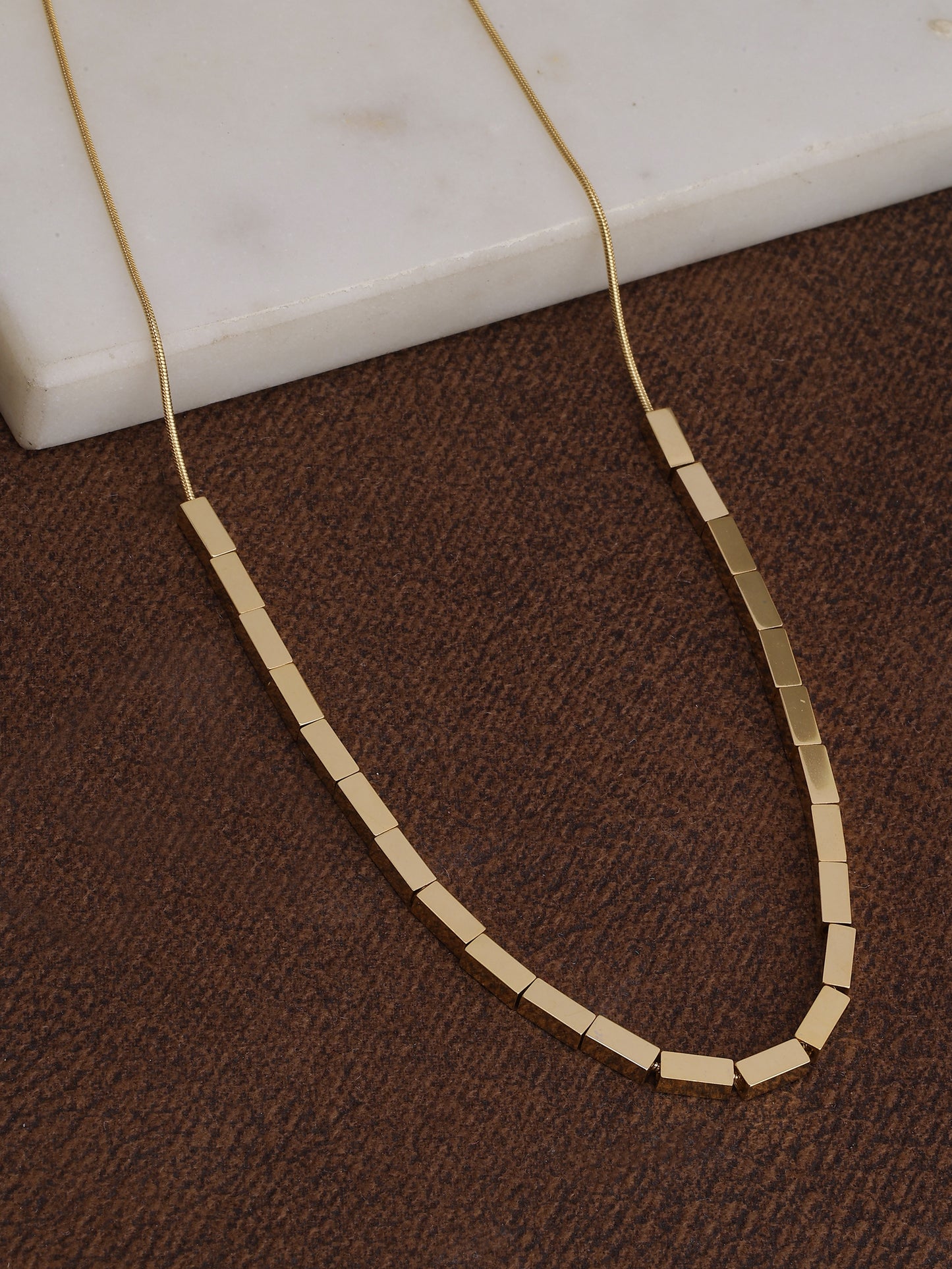 Elegant Gold-Plated Cube Necklace