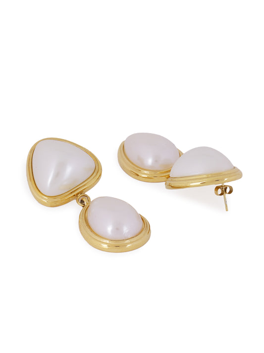 Golden Dewdrop Pearl Earrings