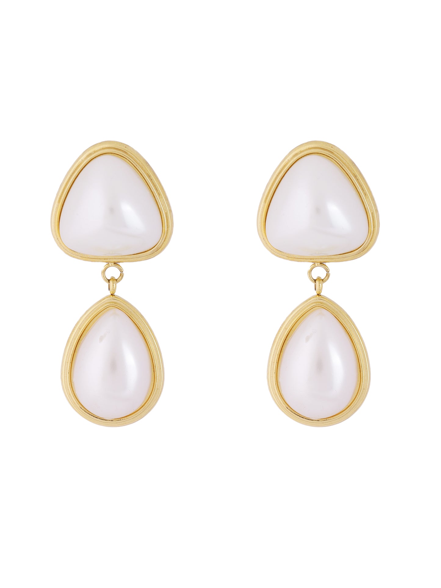 Golden Dewdrop Pearl Earrings