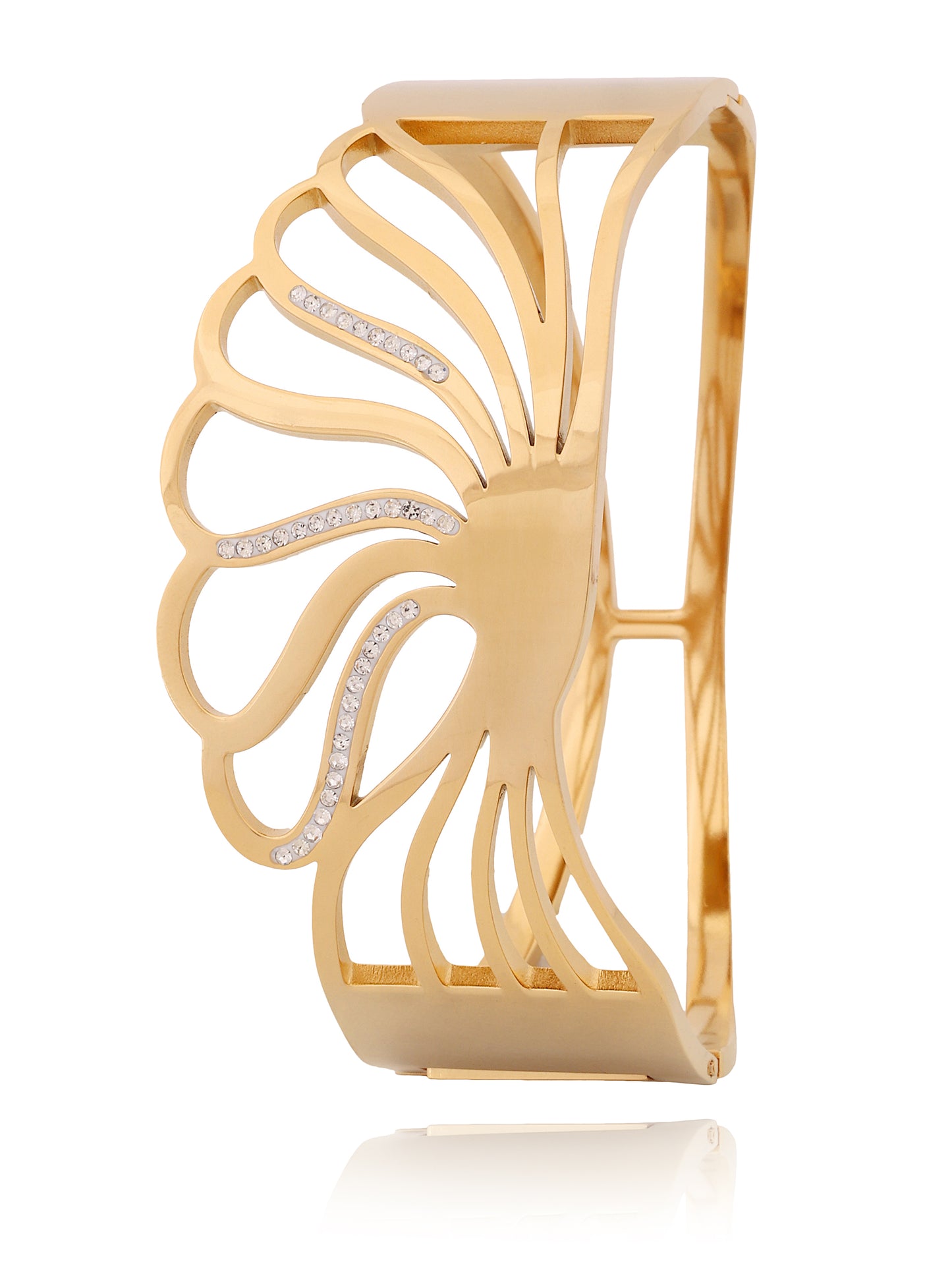 Luxe Petal Openwork 18k Gold Plated Bangle
