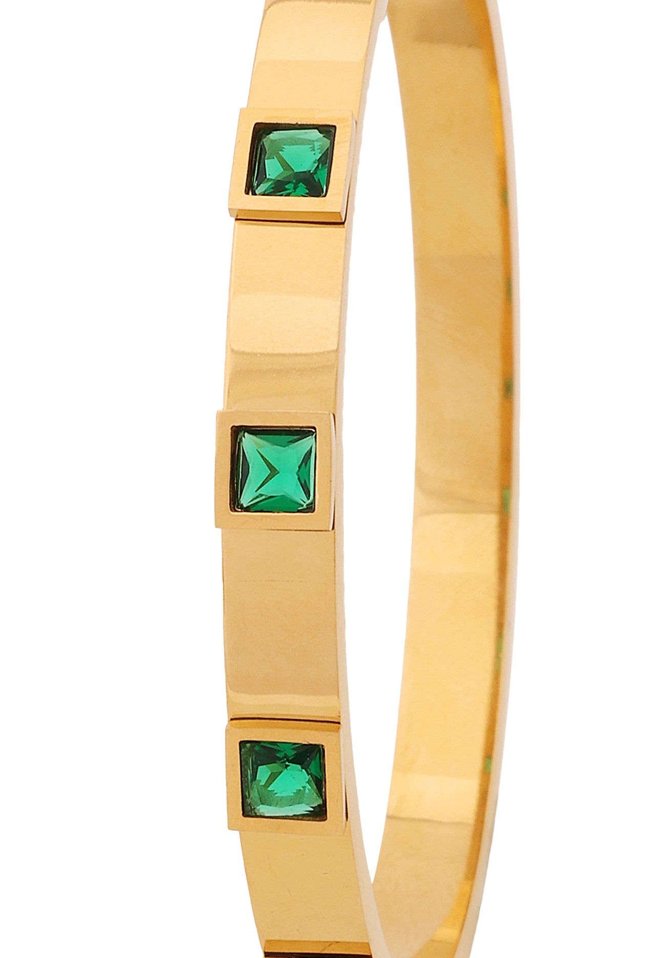 Green Emerald 18k Gold Plated Bracelet