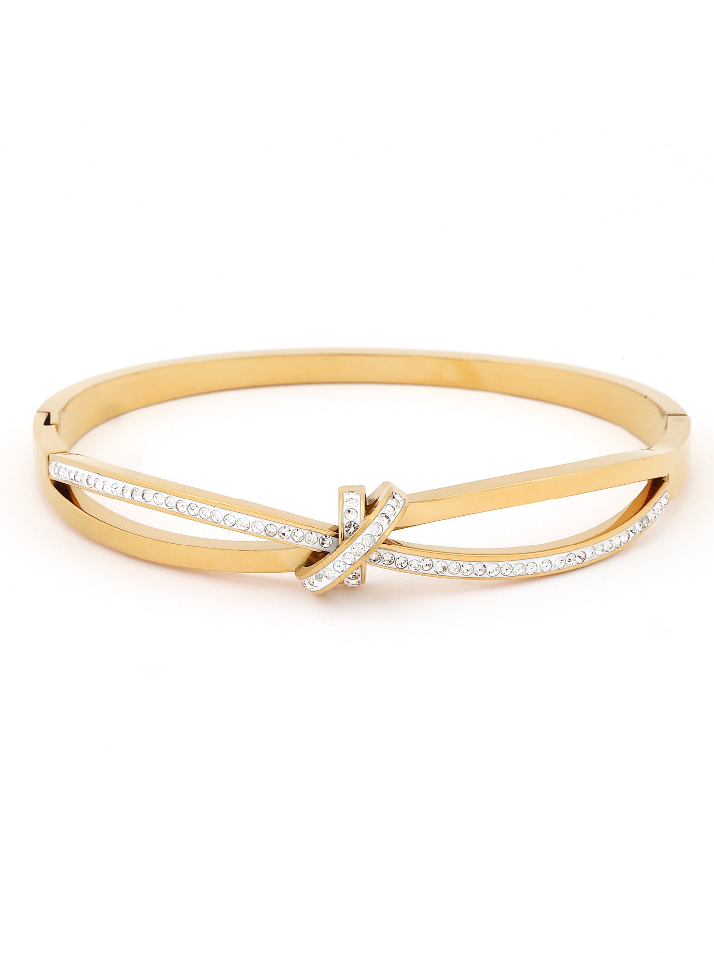 Luxe Crystal 18k Gold Plated Cross Bangle