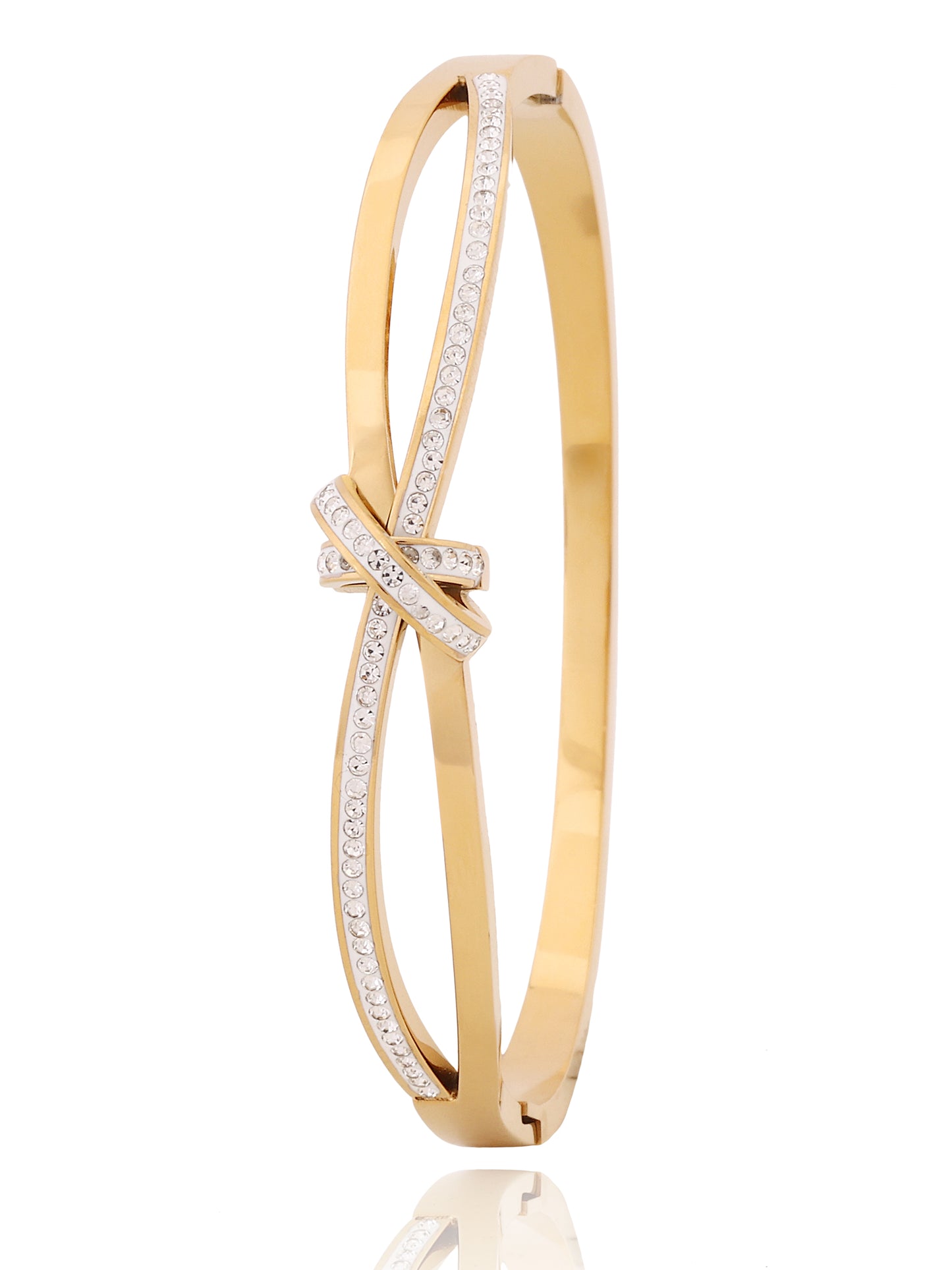 Luxe Crystal 18k Gold Plated Cross Bangle