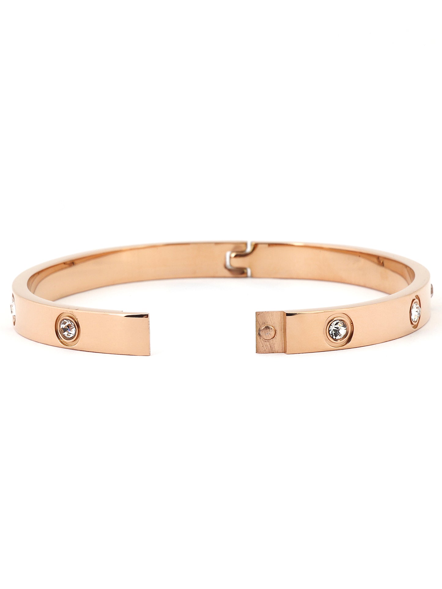 18k Rose Gold Plated Bracelet With American Diamond