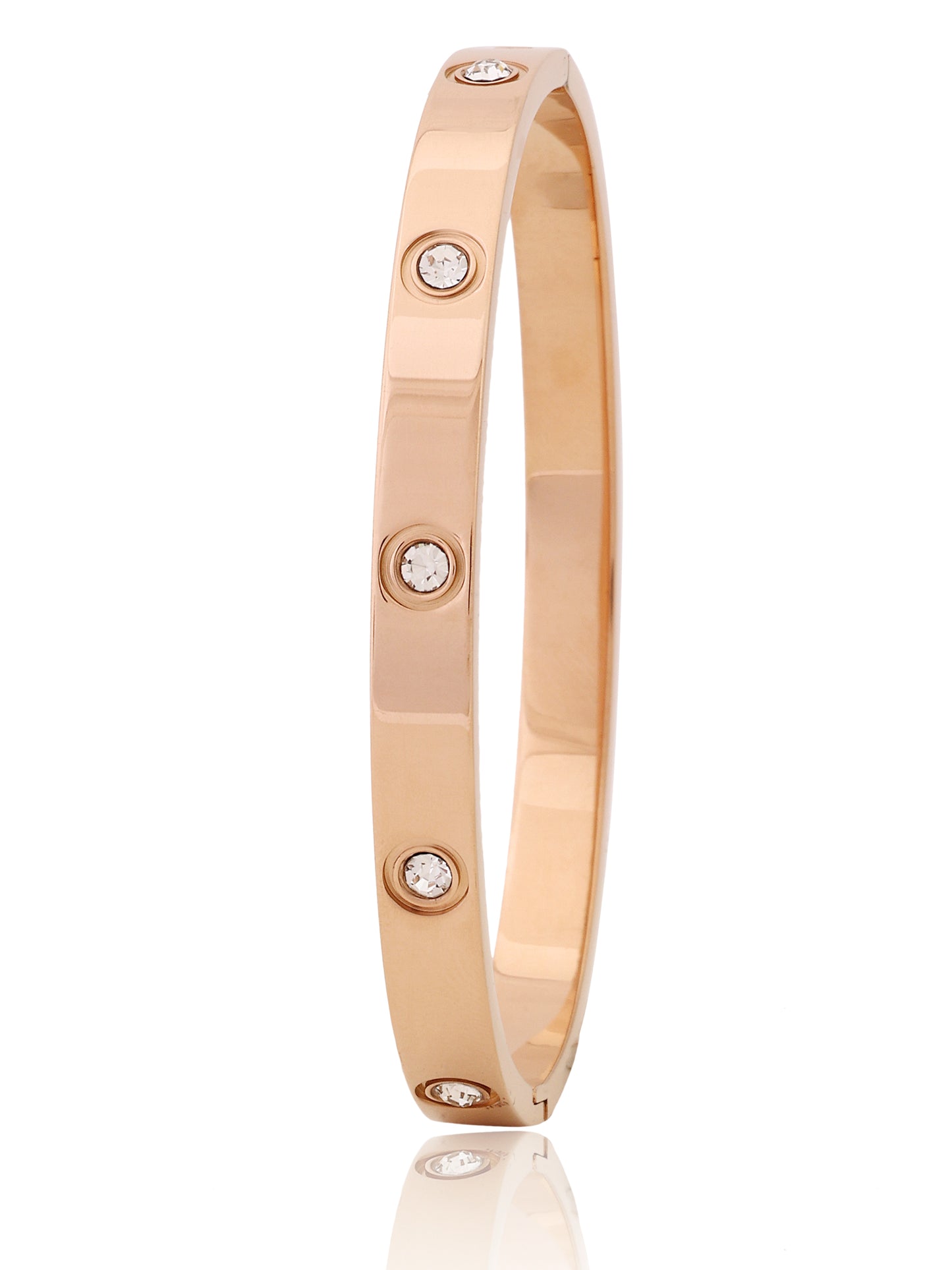18k Rose Gold Plated Bracelet With American Diamond