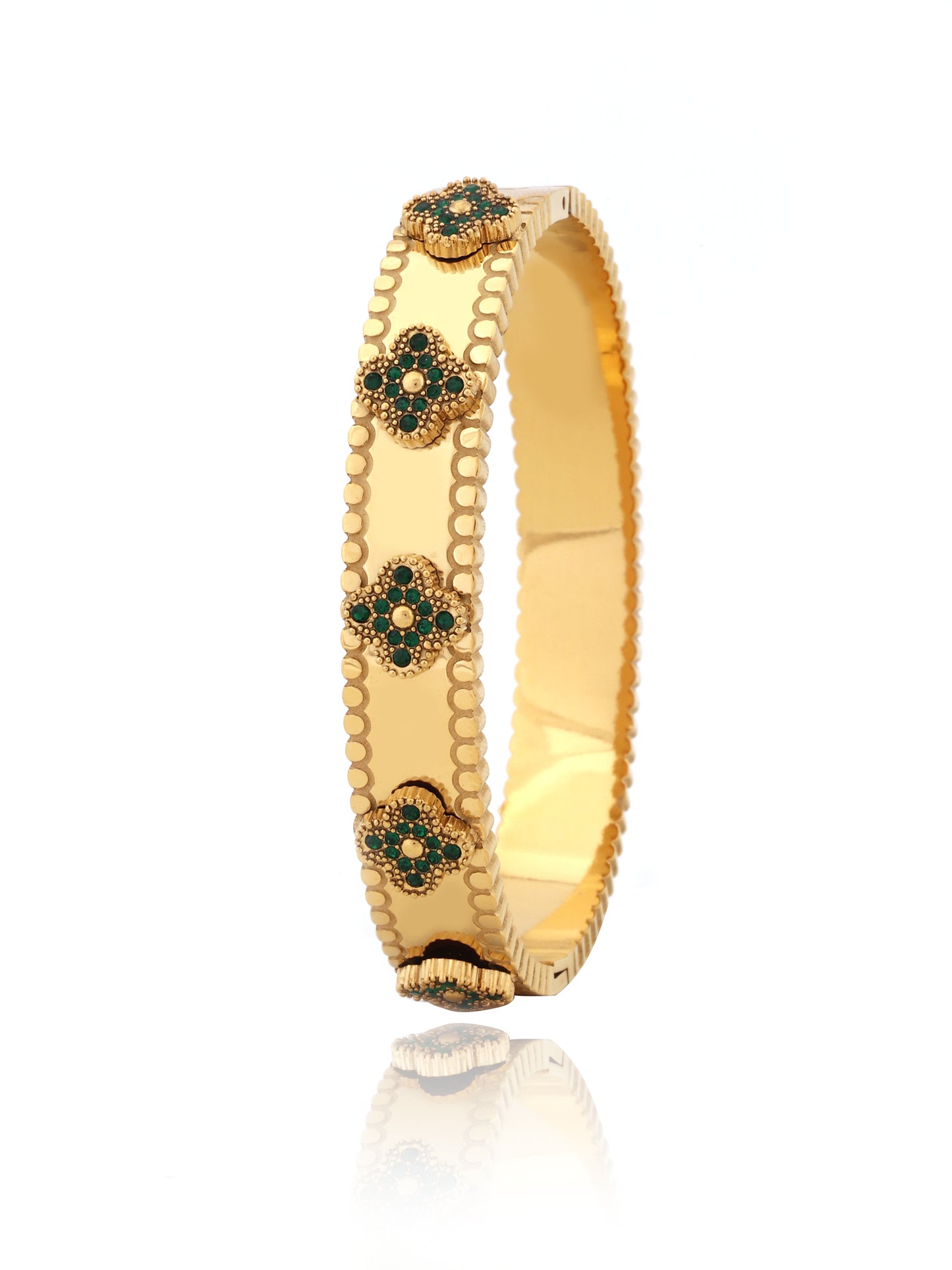 Emerald Bloom Clover Bangle