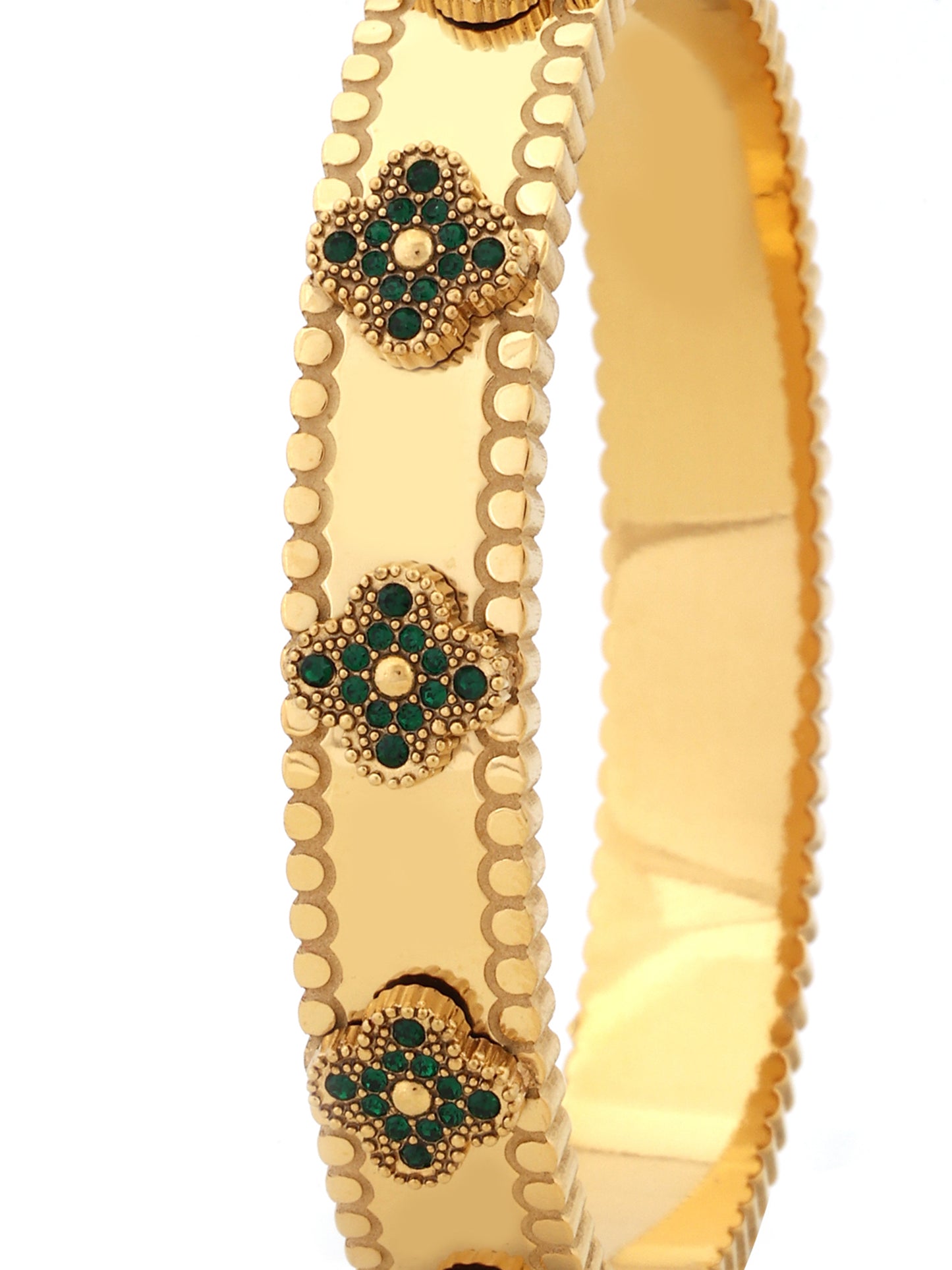Emerald Bloom Clover Bangle