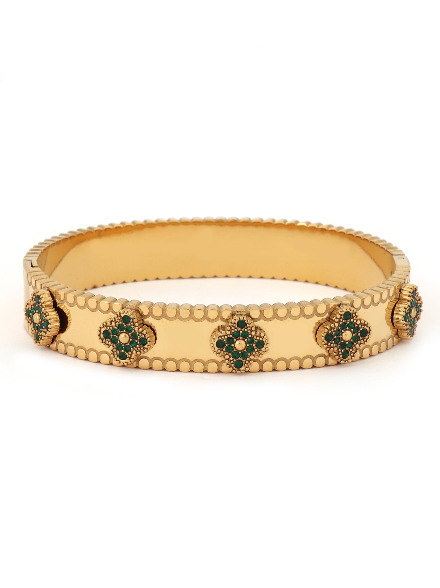 Emerald Bloom Clover Bangle