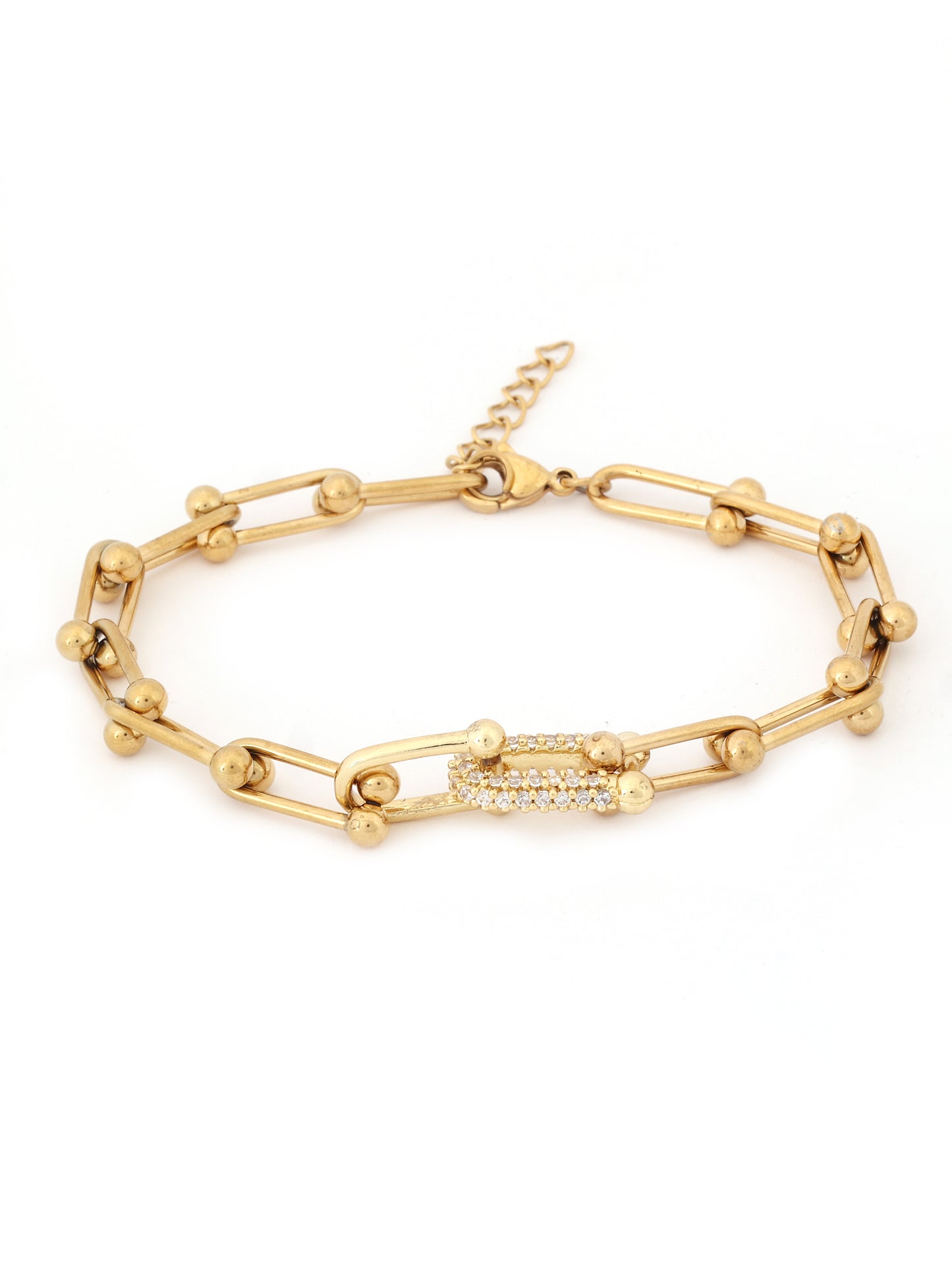 Crystal-Encrusted Link Chain Bracelet
