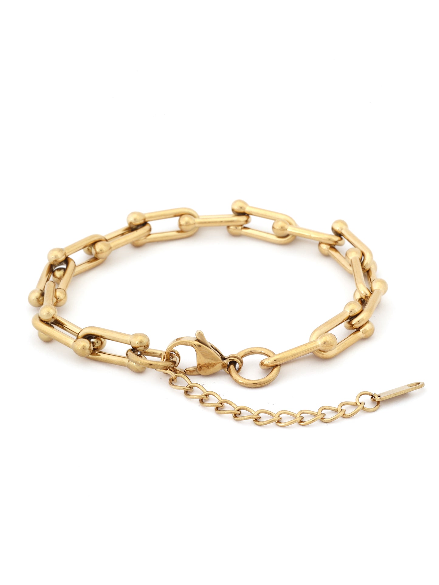 14K Gold Paperclip Ball Accent Chain Bracelet