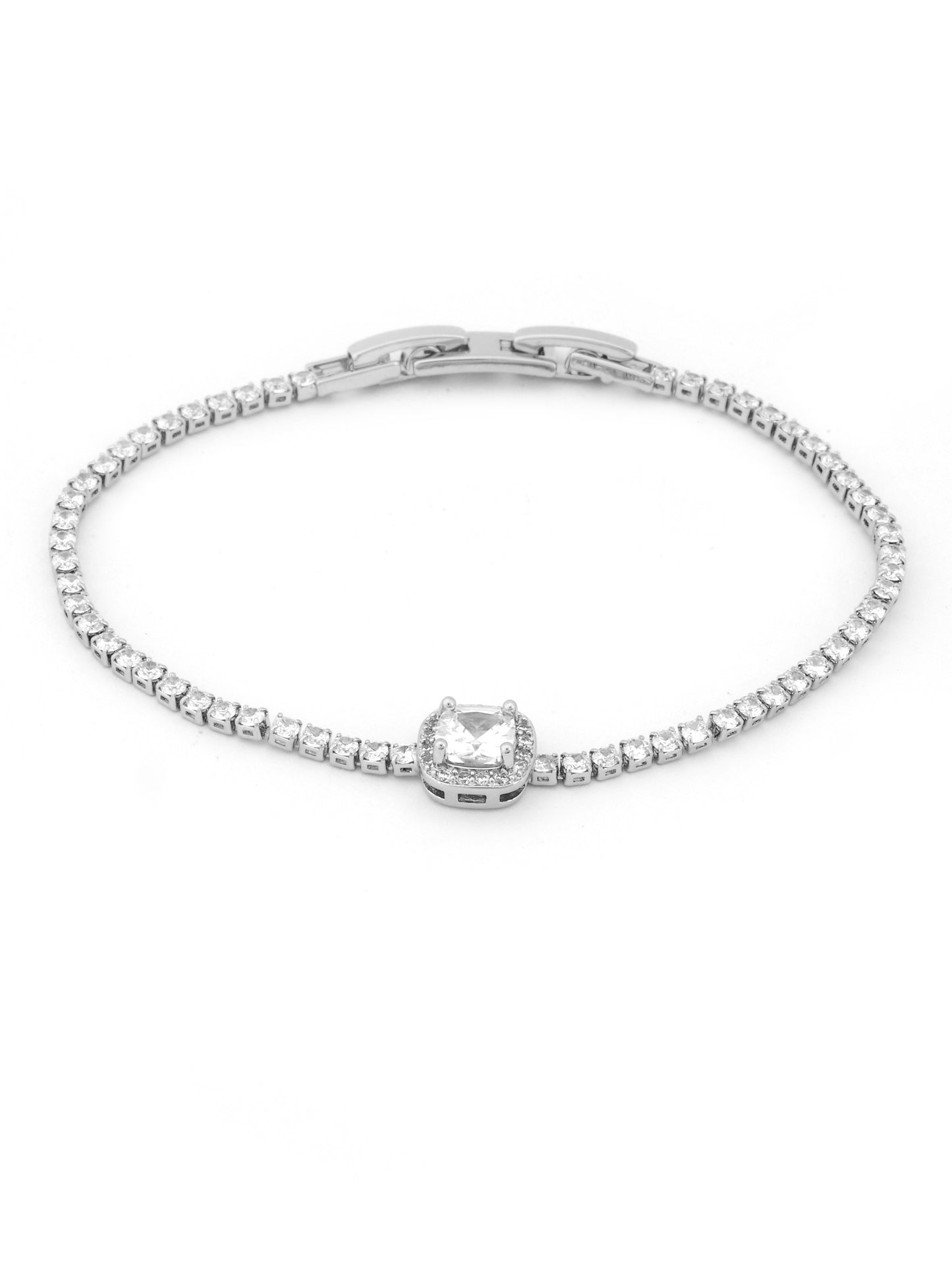 Cushion Cut Halo Tennis Bracelet