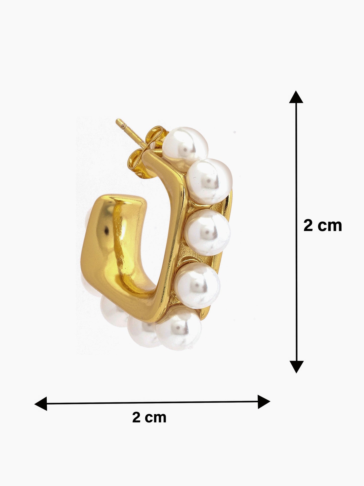 Gold-Plated Geometric Pearl Earrings