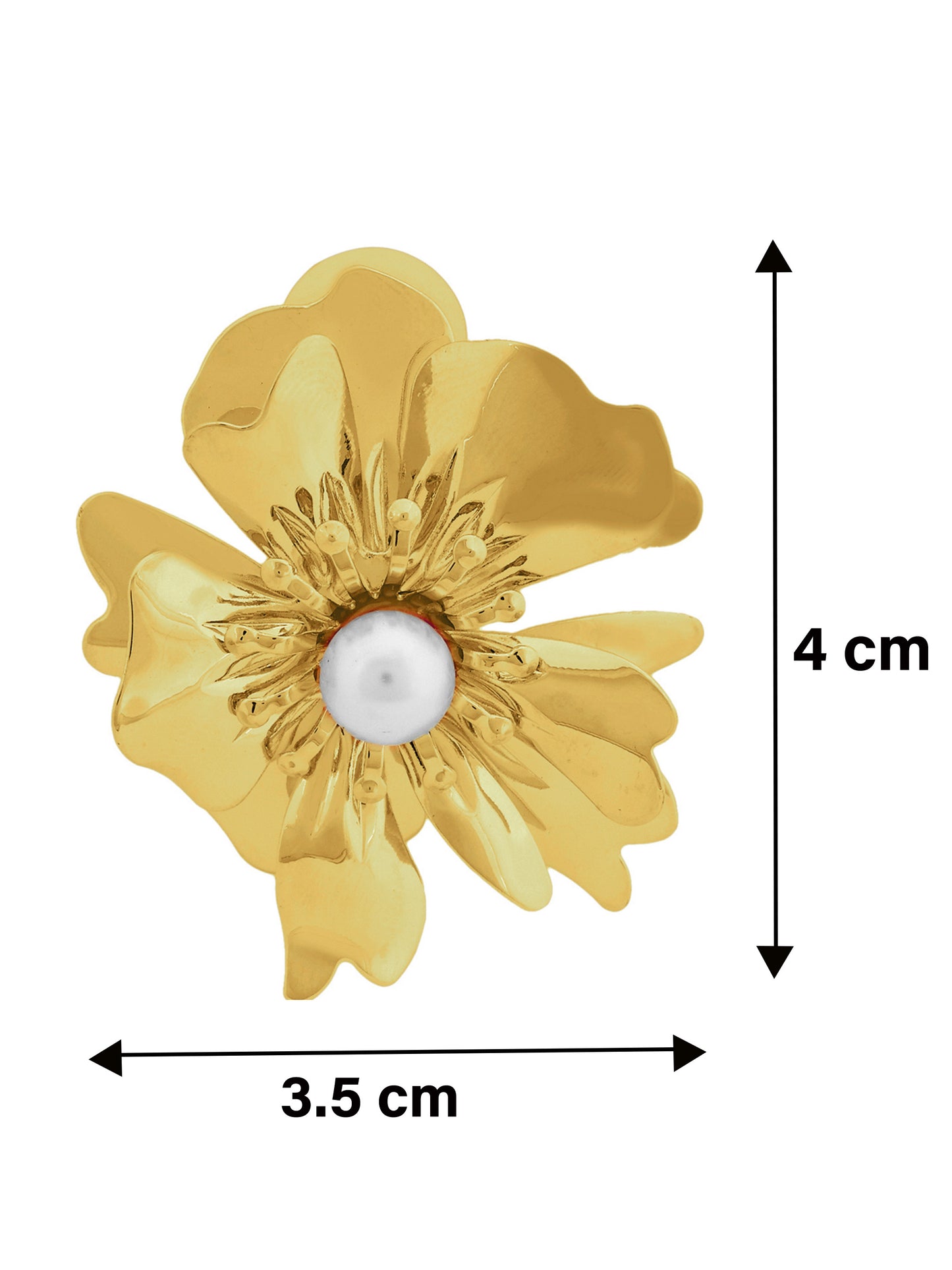 Gold Plated Pearl Center Flower Earring
