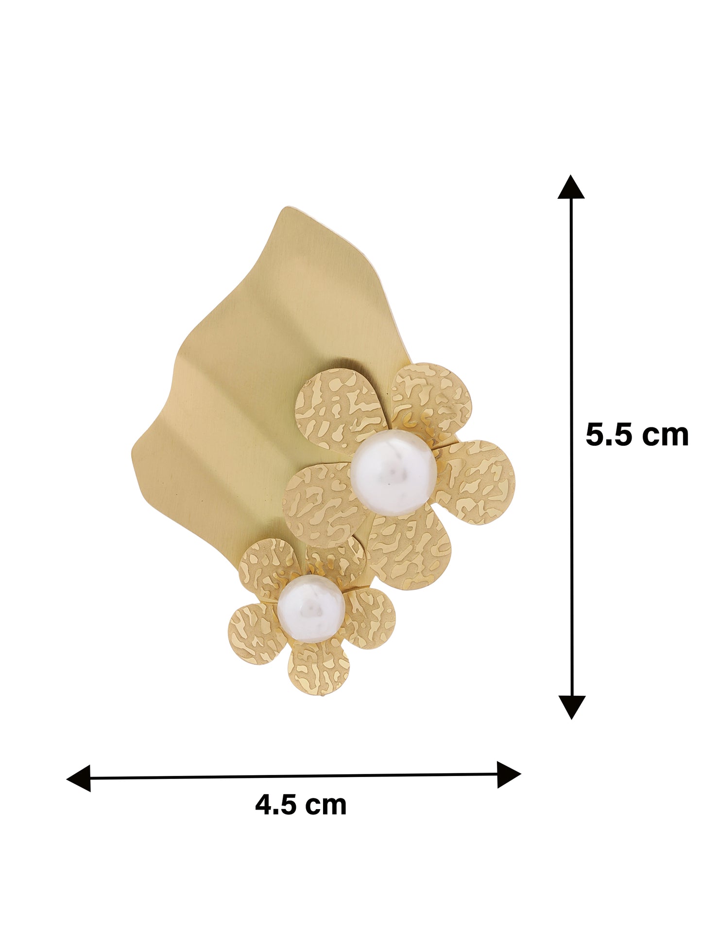Gold Flower Cluster Earrings With Pearl