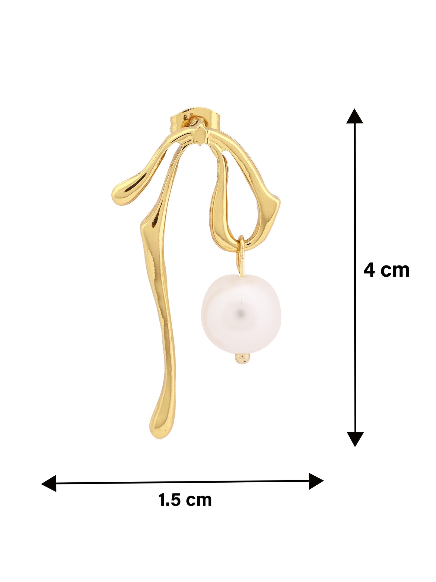 Gold Ribbon Pearl Earrings