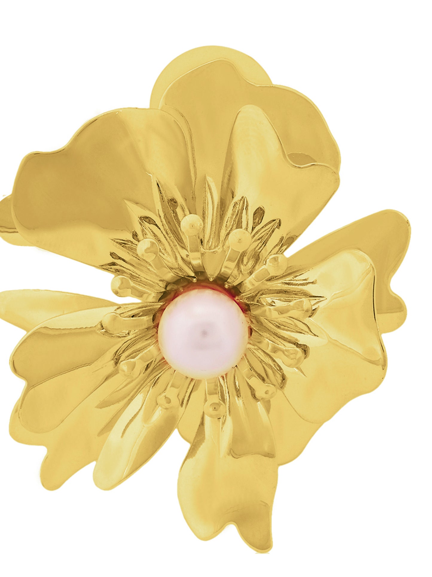 Gold Plated Pearl Center Flower Earring
