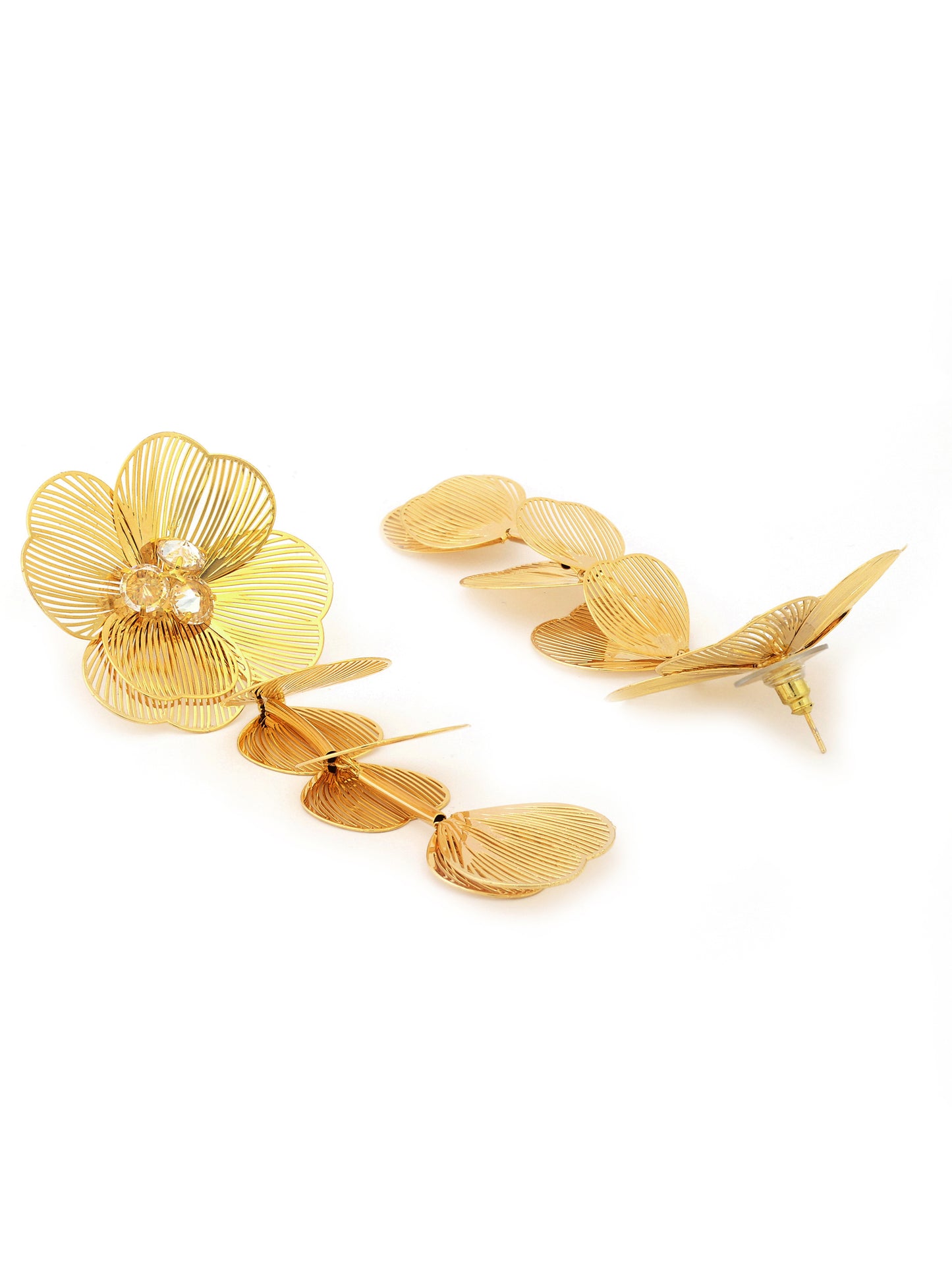 Gold Flower Dangle Earrings