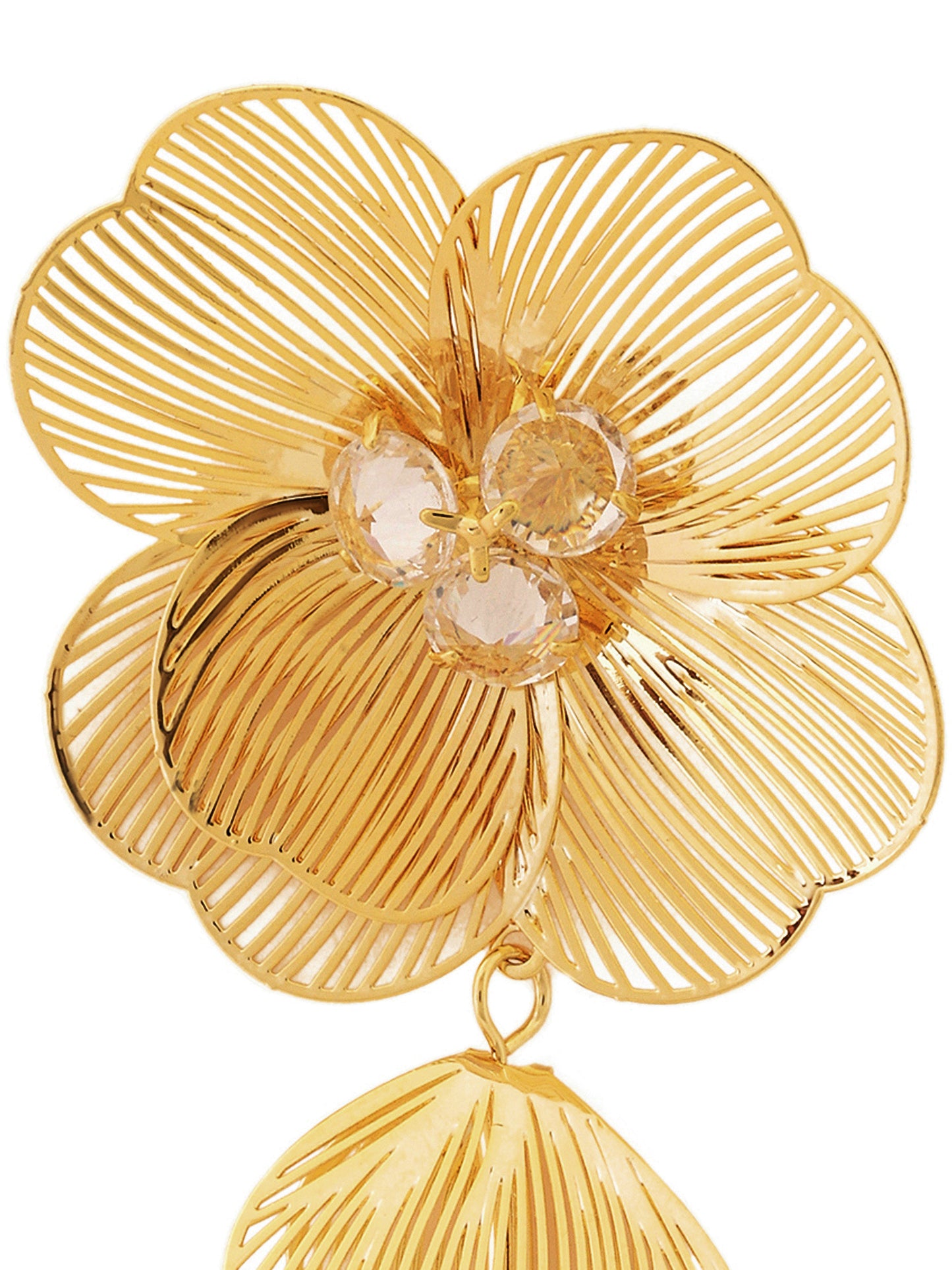 Gold Flower Dangle Earrings
