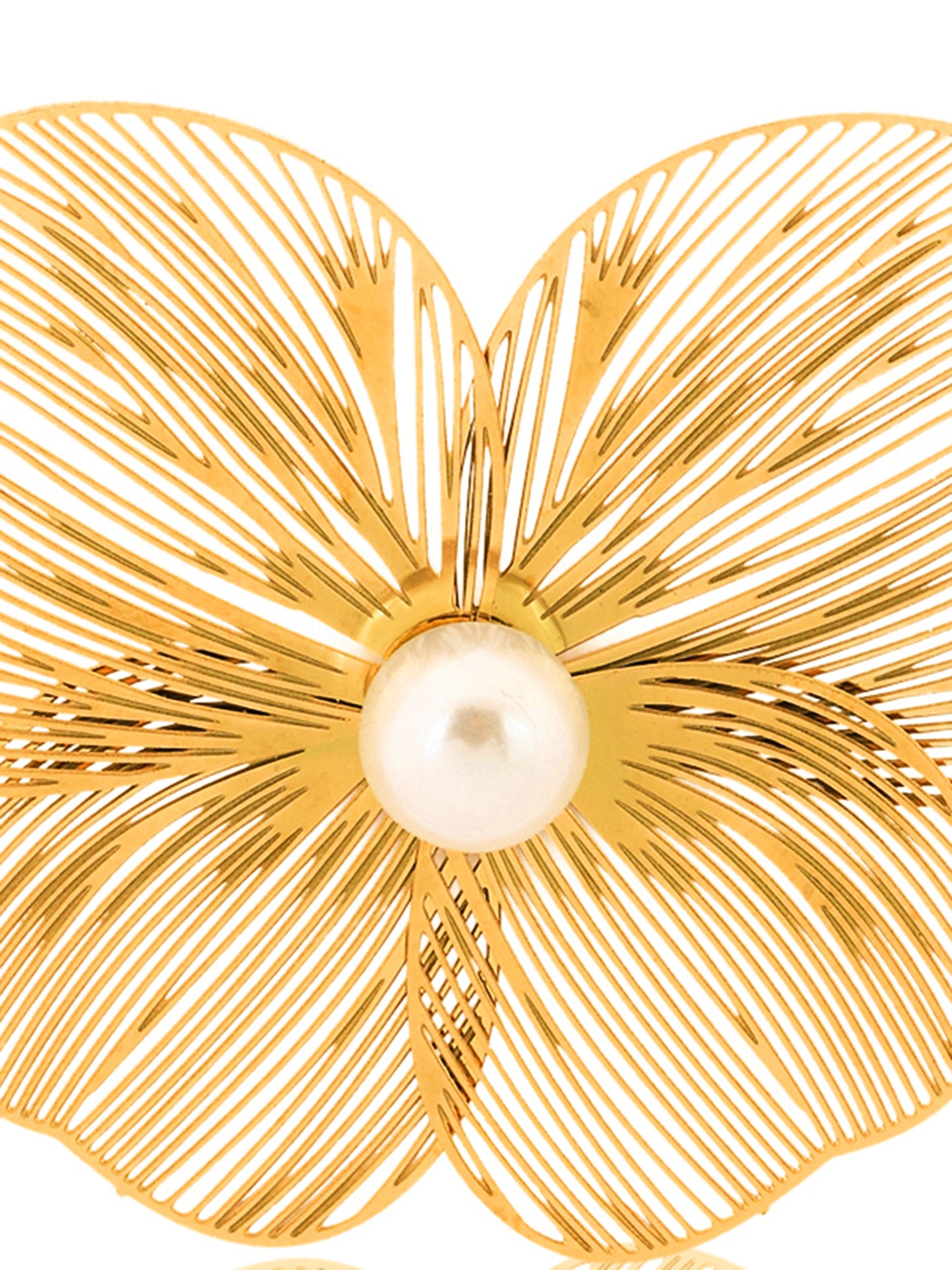 Golden Filigree Blossom Earrings With Pearl Center