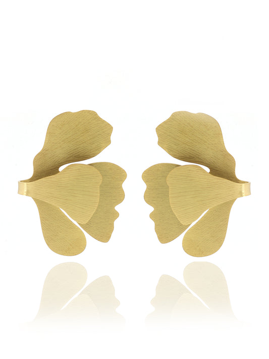 Gold Ginkgo Petal Earrings