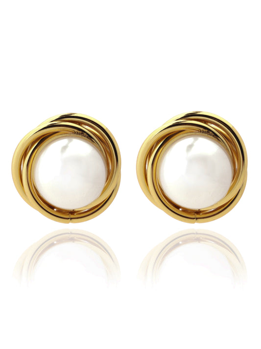 Gold-Plated Pearl Dome Earrings