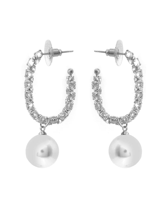 Statement Pearl and Crystal Hoop Earrings