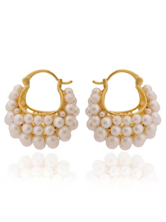 Beaded Pearl Hoop Earrings