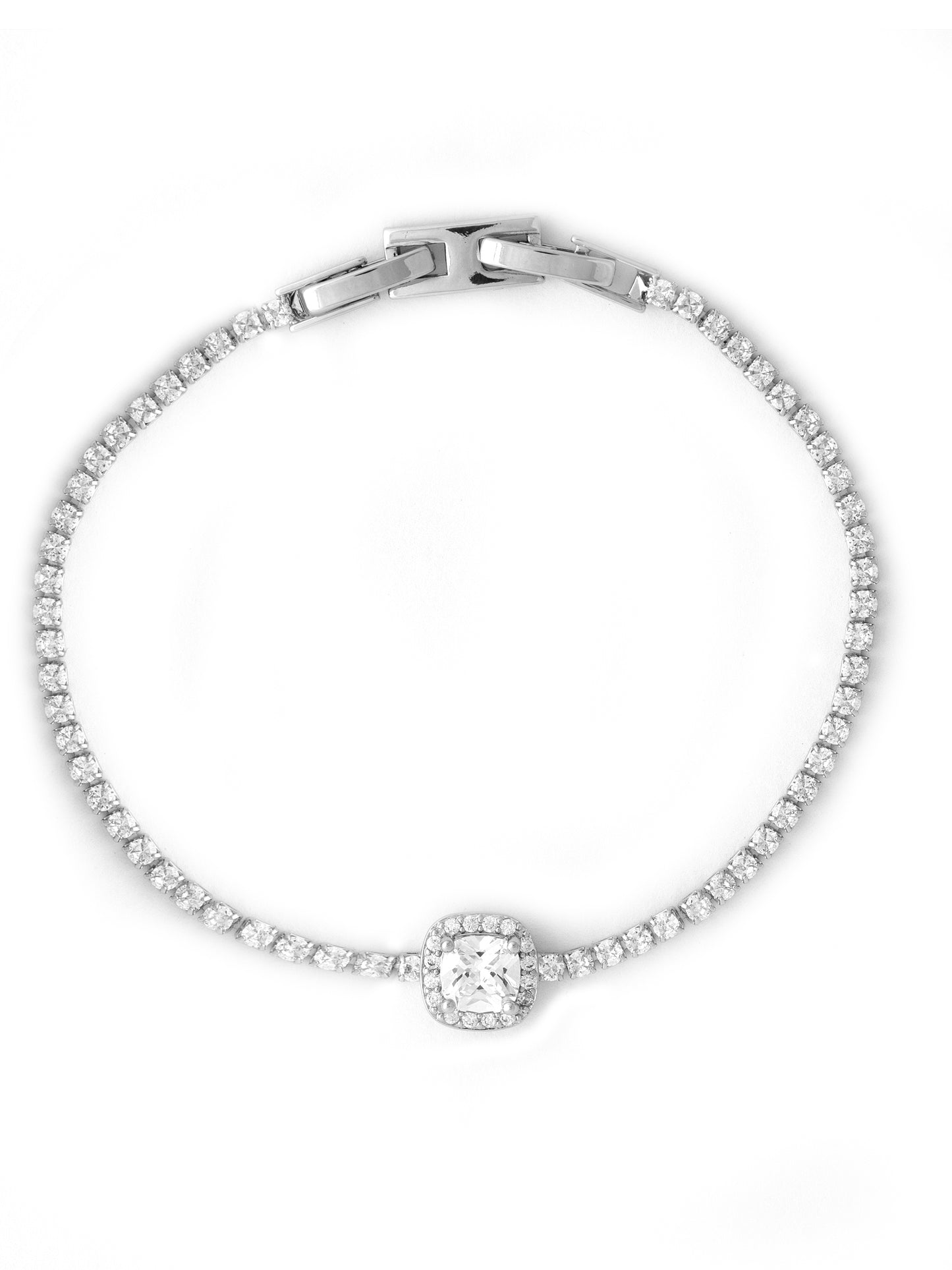 Cushion Cut Halo Tennis Bracelet