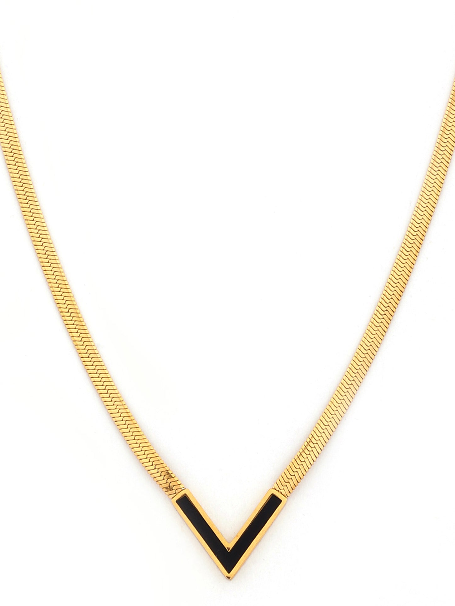 Black Enamel Chevron Necklace