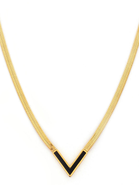 Black Enamel Chevron Necklace