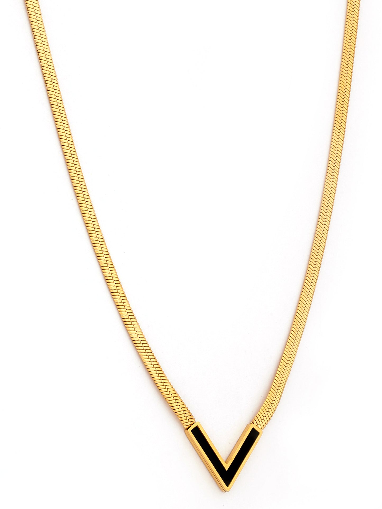 Black Enamel Chevron Necklace