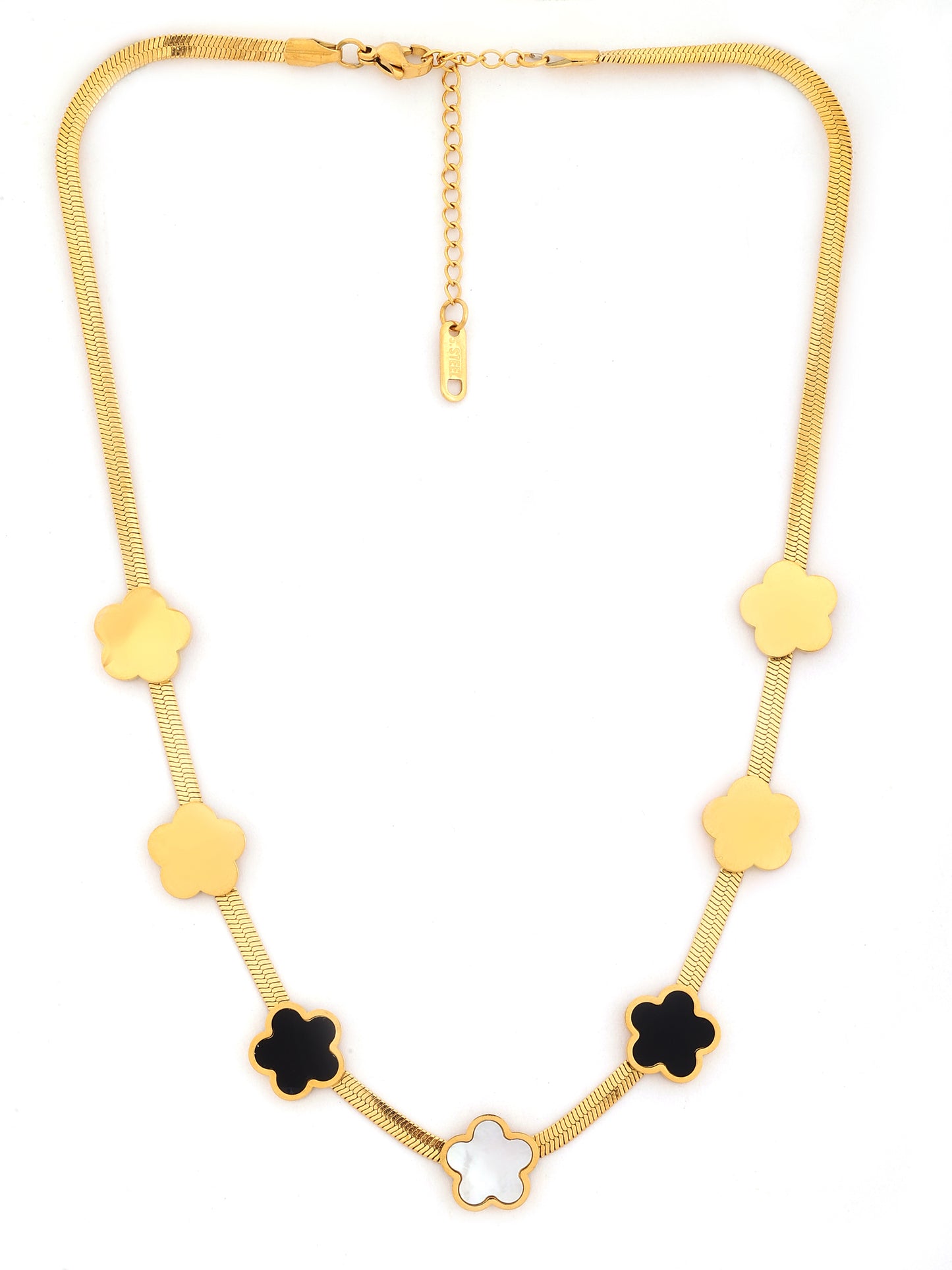 Black & White Clover Pendant Necklace