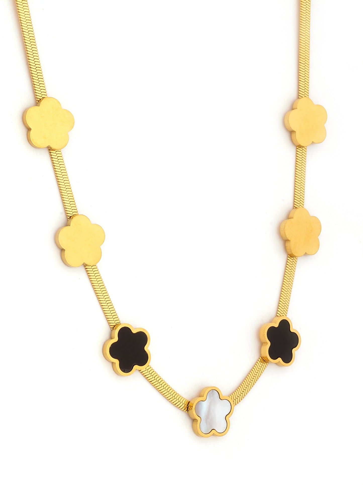 Black & White Clover Pendant Necklace