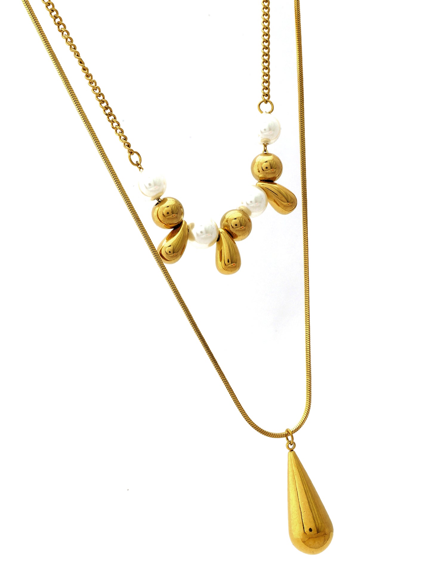 Double Layer Teardrop Pearl Necklace