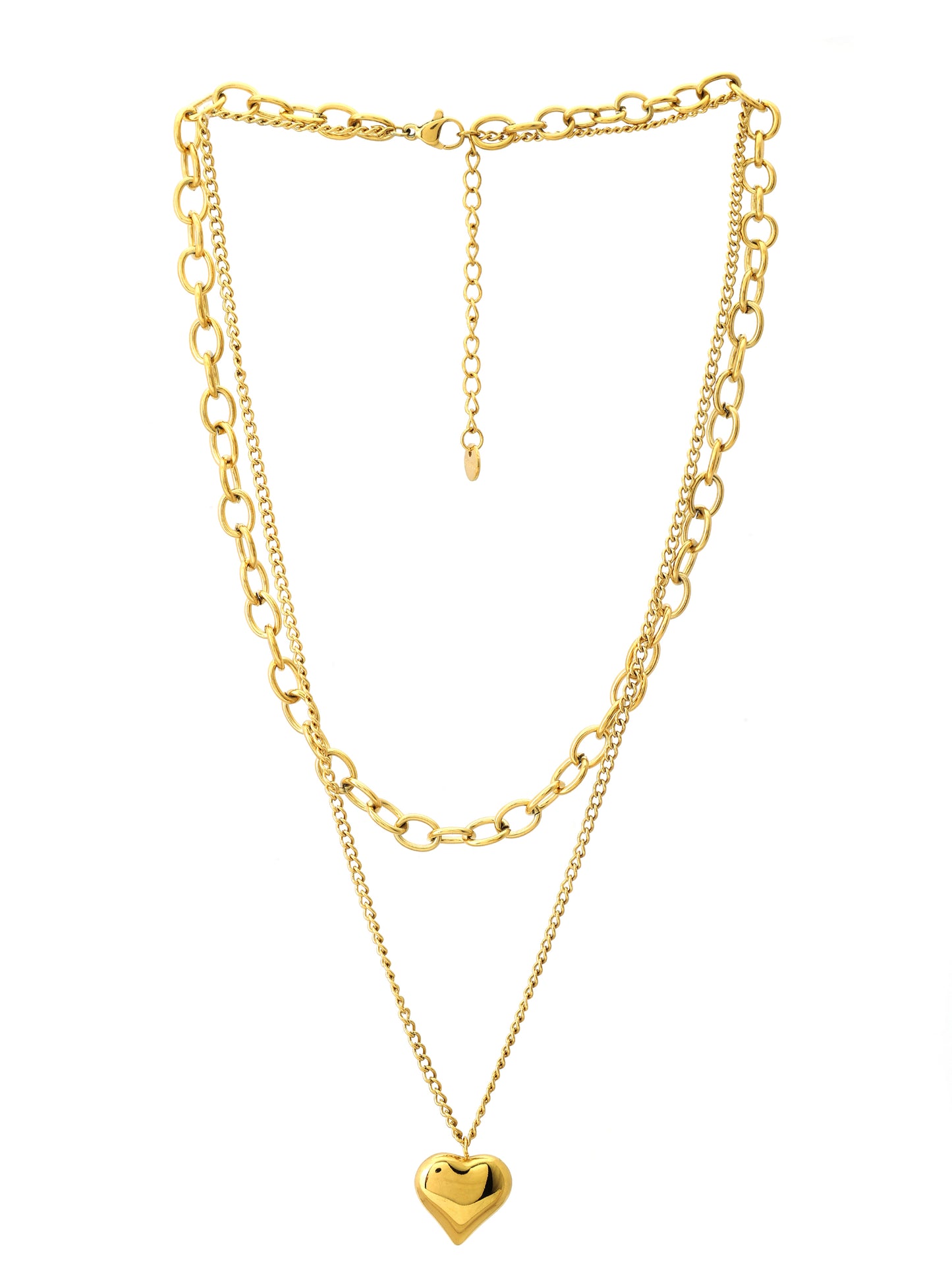 Double Layer Heart Charm Necklace