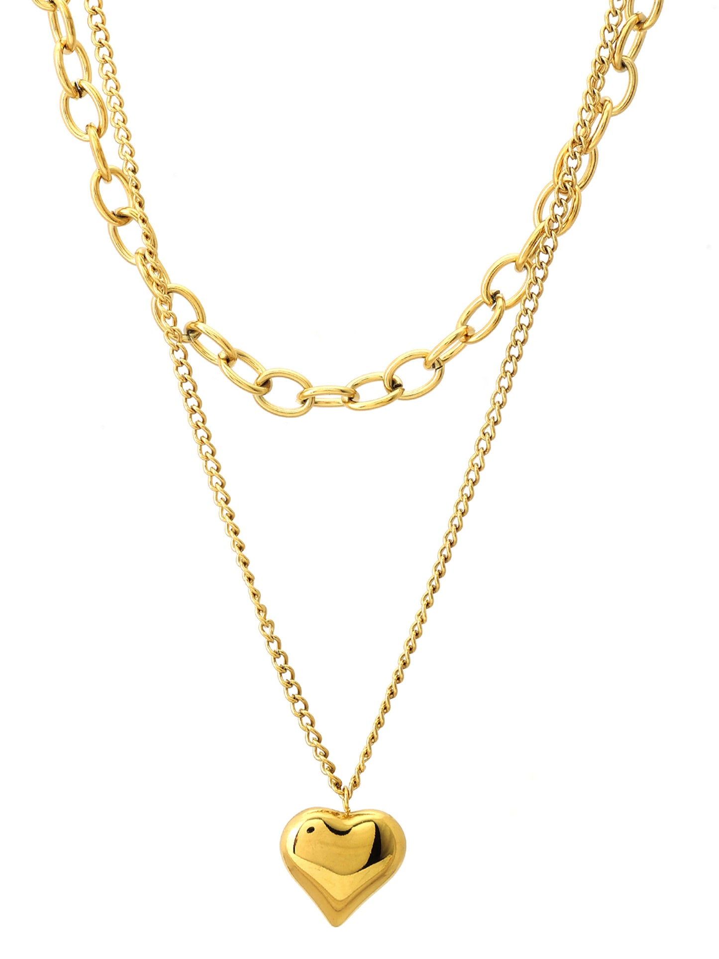 Double Layer Heart Charm Necklace