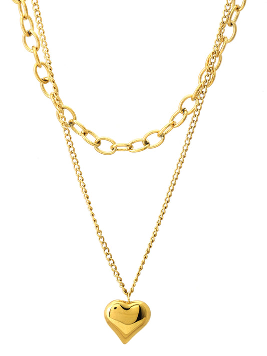 Double Layer Heart Charm Necklace