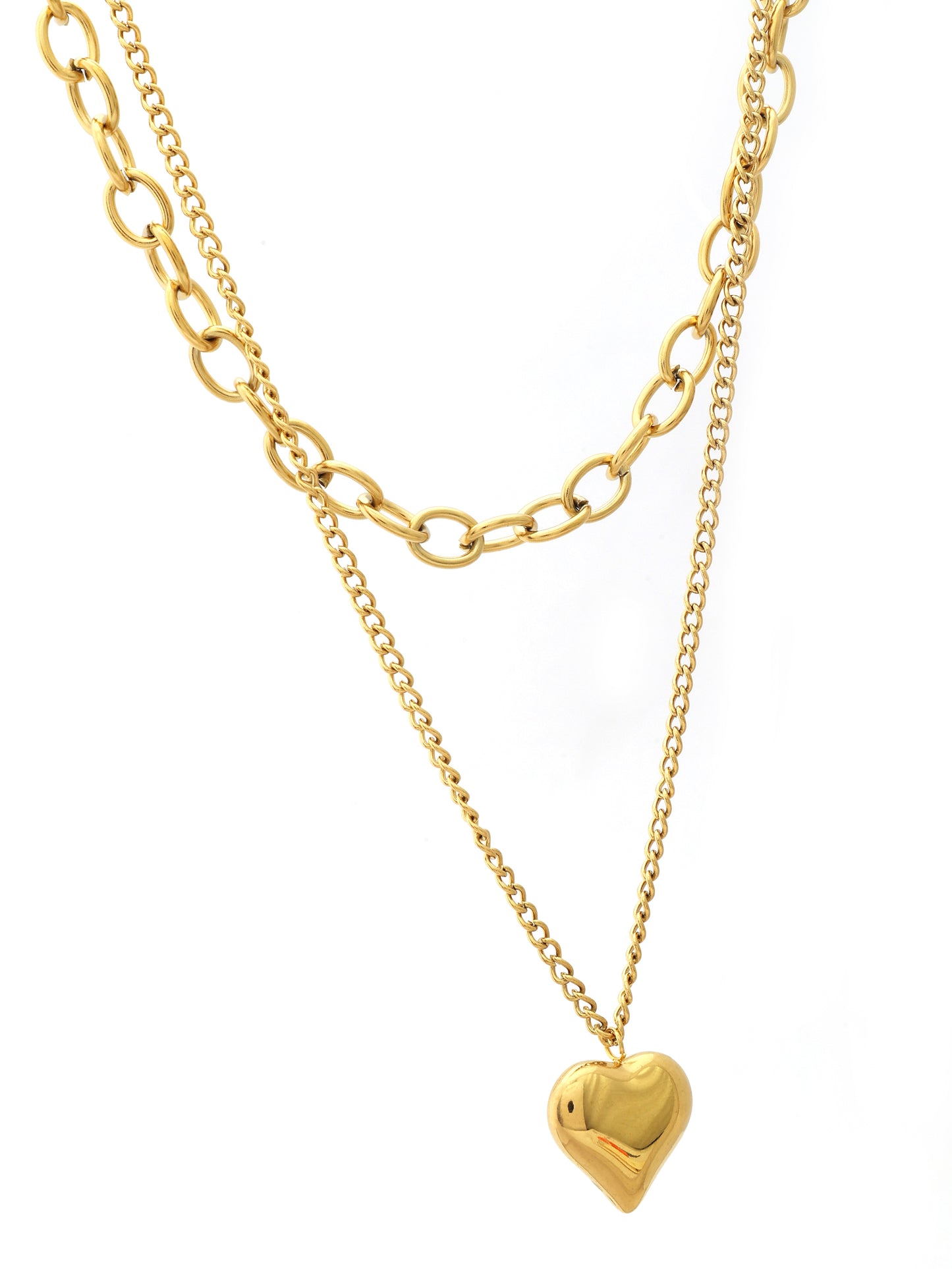 Double Layer Heart Charm Necklace
