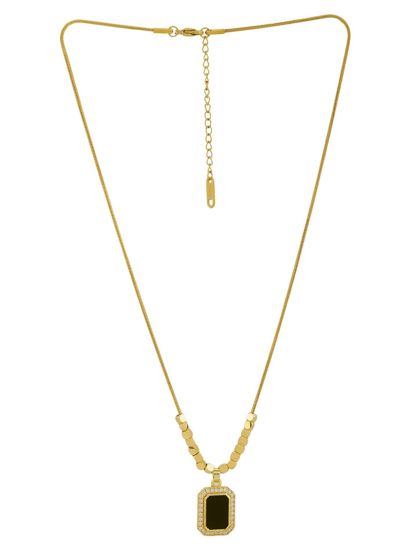 Emerald Cut Black Stone Necklace