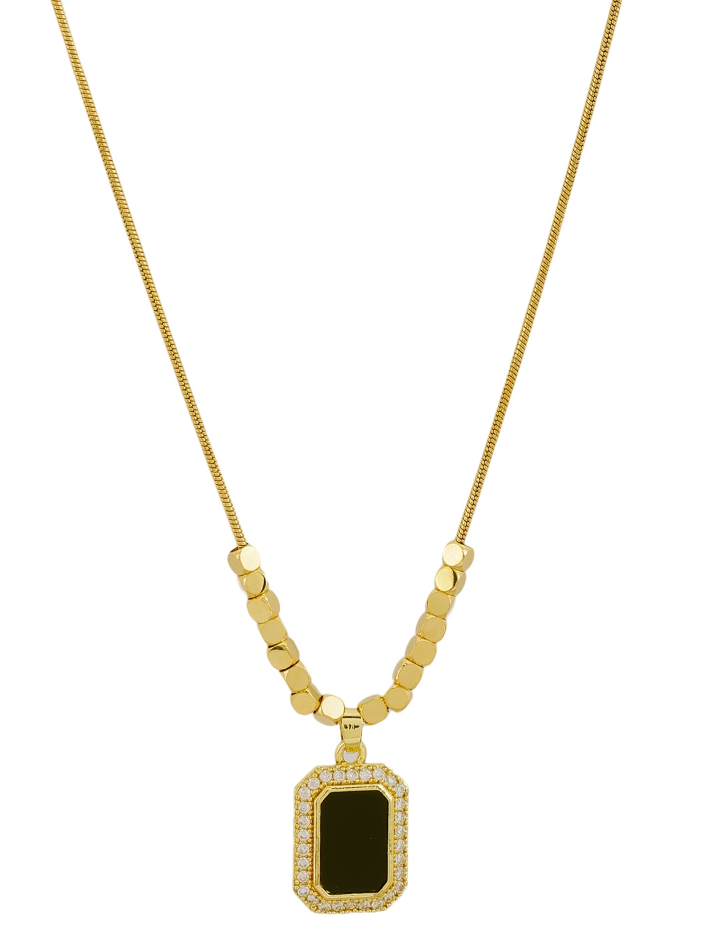Emerald Cut Black Stone Necklace
