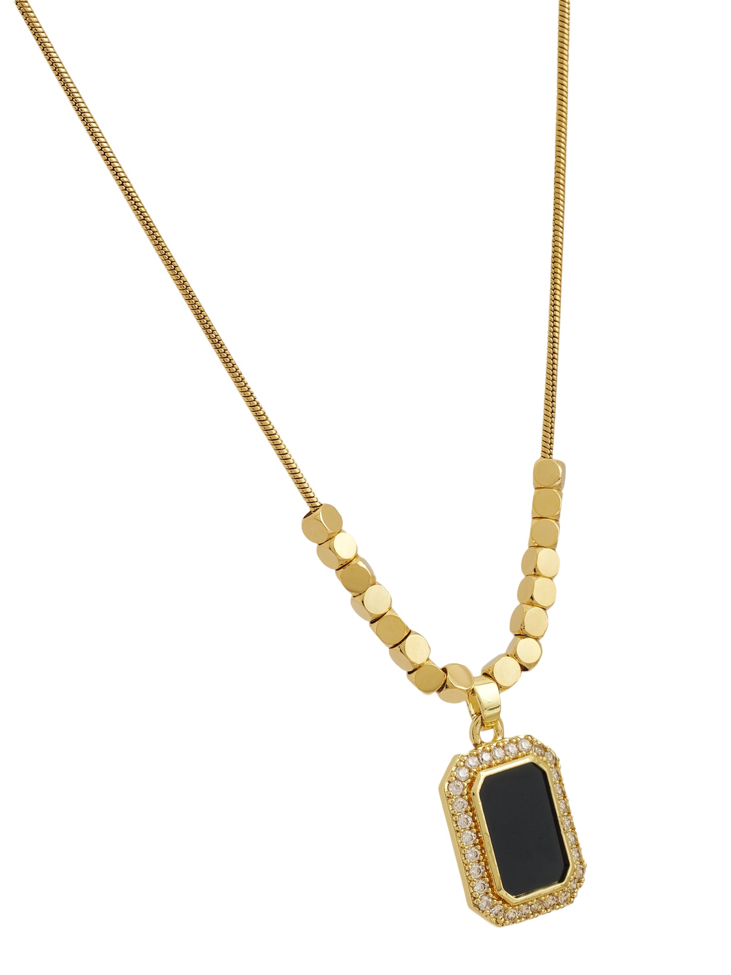 Emerald Cut Black Stone Necklace