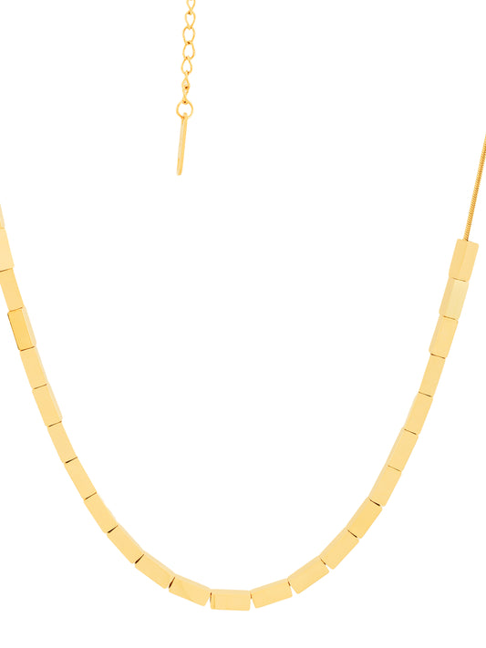 Elegant Gold-Plated Cube Necklace