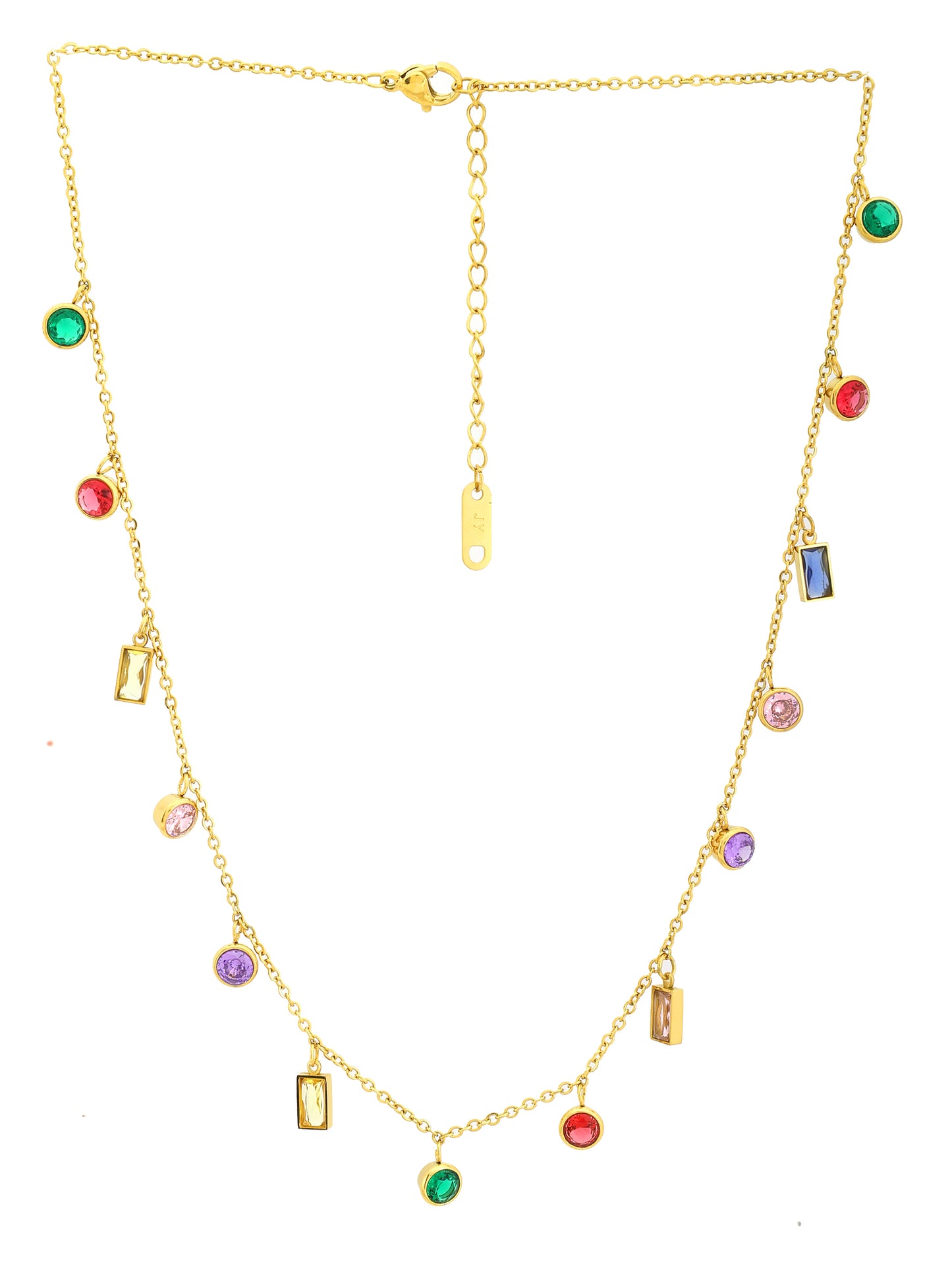 Gold-Plated Multicolor Gem Necklace